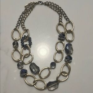 Elegant Silver Necklace with Blue Accents